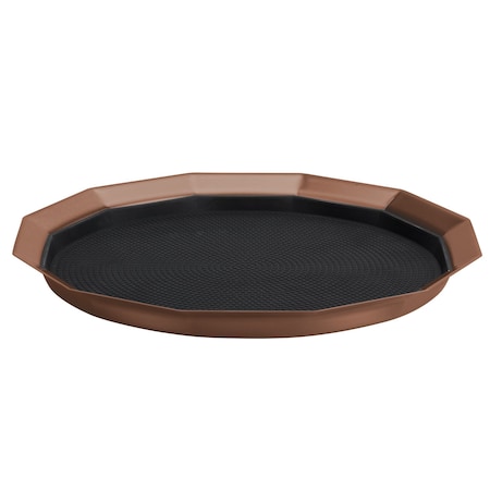 Service Ideas Paneled Tray with Removable Insert, 12" diameter, Stainless Steel, Rose Gold TRPN1412RIBSRG